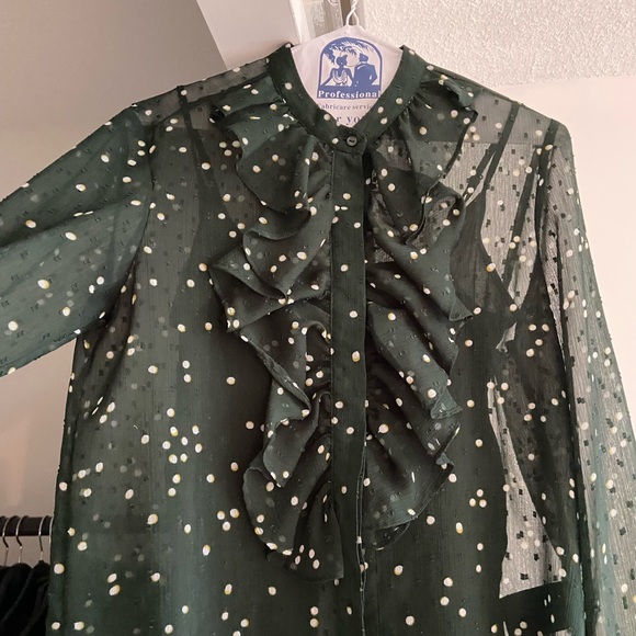 H&M green polka dot blouse - Picture 2 of 3